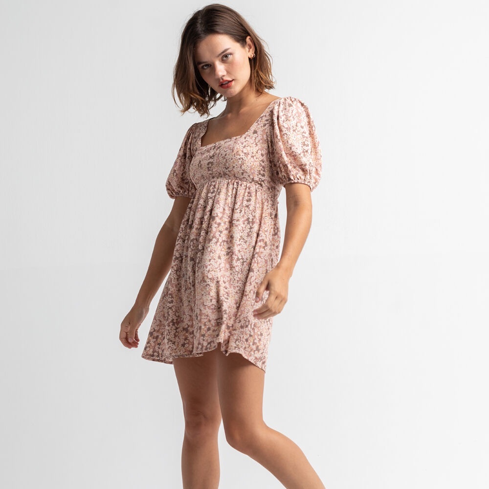 SKY AND SPARROW Ditsy Lace Up Back Babydoll Dress